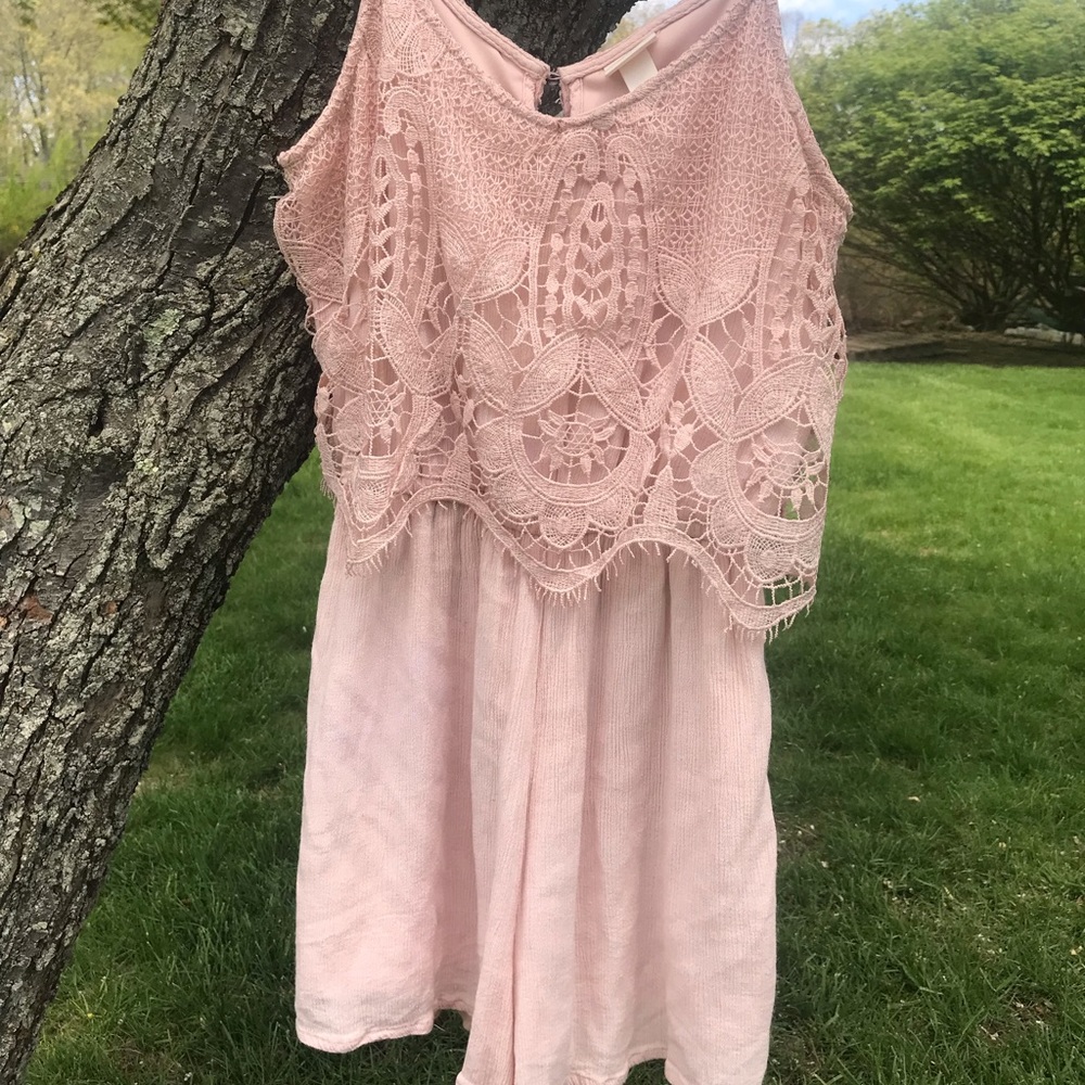 Peach lace romper